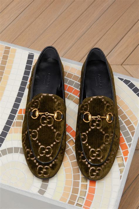 gucci green velvet loafers|gucci jordaan loafer.